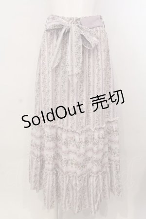 画像: axes femme / ストライプフラワー柄スカート M ラベンダー O-25-04-07-037-AX-SK-OW-OS