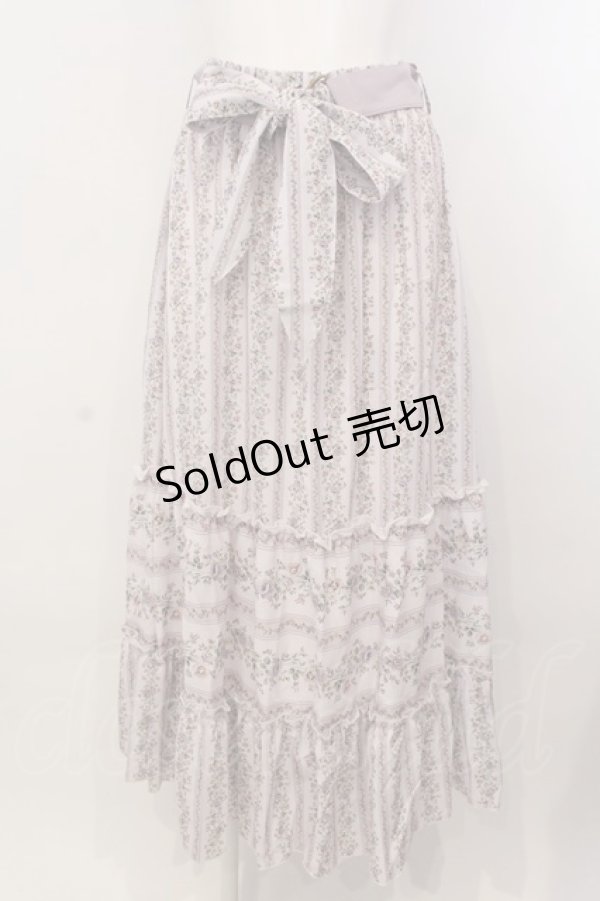 画像1: axes femme / ストライプフラワー柄スカート M ラベンダー O-25-04-07-037-AX-SK-OW-OS (1)