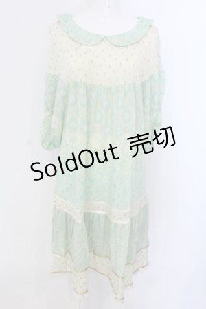 画像: Franche Lippee / 総柄五分袖ワンピース M グリーン O-25-04-07-051-LO-OP-OW-OS