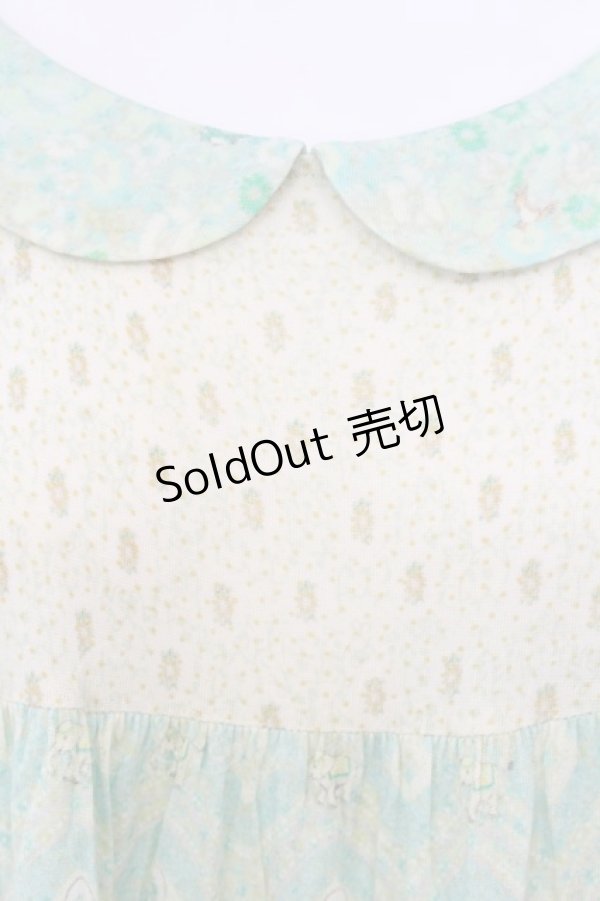 画像2: Franche Lippee / 総柄五分袖ワンピース M グリーン O-25-04-07-051-LO-OP-OW-OS (2)
