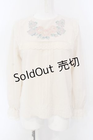 画像: an another angelus / フラワー転写プルブラウス F キナリ O-25-04-07-057-CA-BL-OW-OS