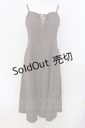 画像: an another angelus / フロントレースアップロングキャミワンピース F ブラウン O-25-04-07-059-CA-OP-OW-OS