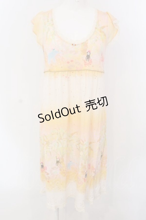 画像1: Franche Lippee / 総柄半袖ワンピース M オレンジ系 O-25-04-07-063-LO-OP-OW-OS (1)
