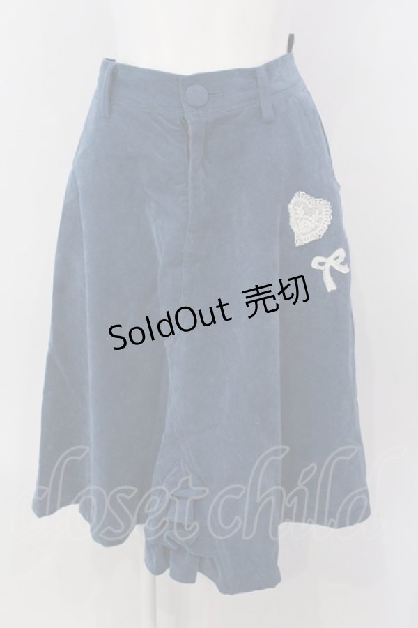 画像1: 【SALE】Fi.n.t / レースモチーフ使いコーデュロイ調スカート F アオ O-25-04-07-068-CA-SK-OW-ZT013 (1)