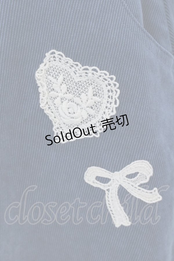 画像2: 【SALE】Fi.n.t / レースモチーフ使いコーデュロイ調スカート F アオ O-25-04-07-068-CA-SK-OW-ZT013 (2)