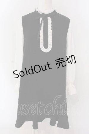 画像: evelyn / フリル使いバイカラーワンピース M クロ×シロ O-25-04-07-073-LO-OP-OW-OS