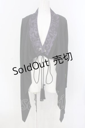 画像: Qutie Frash / ドラゴンサテン切り替えカーディガン  ブラック×パープル O-25-04-07-011-QU-TO-IG-OS