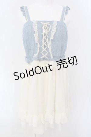 画像: axes femme / 編み上げビスチェ風ワンピース M アオ×キナリ O-25-04-07-022-AX-OP-OW-OS