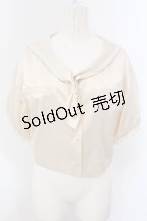 画像: Swankiss / サテンセーラーブラウス  アイボリー O-25-04-07-023-CA-BL-OW-OS