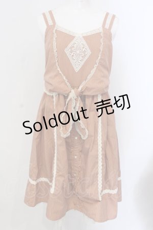 画像: axes femme / モチーフレース使いストライプワンピース M オレンジ O-25-04-08-006-AX-OP-OW-OS