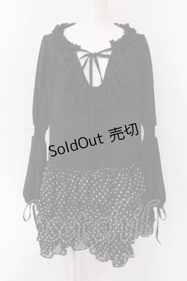 画像1: CHOICE / ドットティアード切り替えワンピース  ブラック×ホワイト O-25-04-08-045-PU-OP-IG-OS (1)