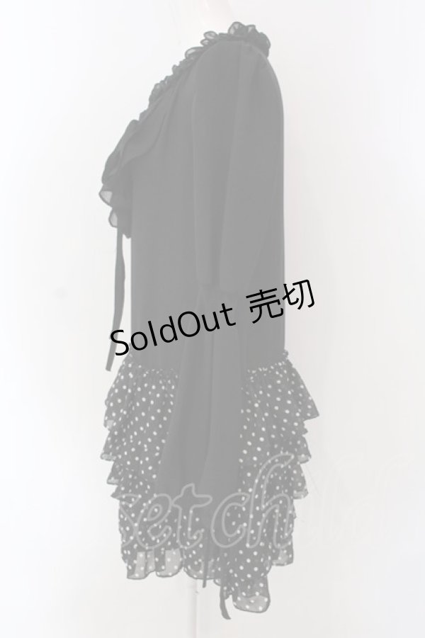 画像3: CHOICE / ドットティアード切り替えワンピース  ブラック×ホワイト O-25-04-08-045-PU-OP-IG-OS (3)