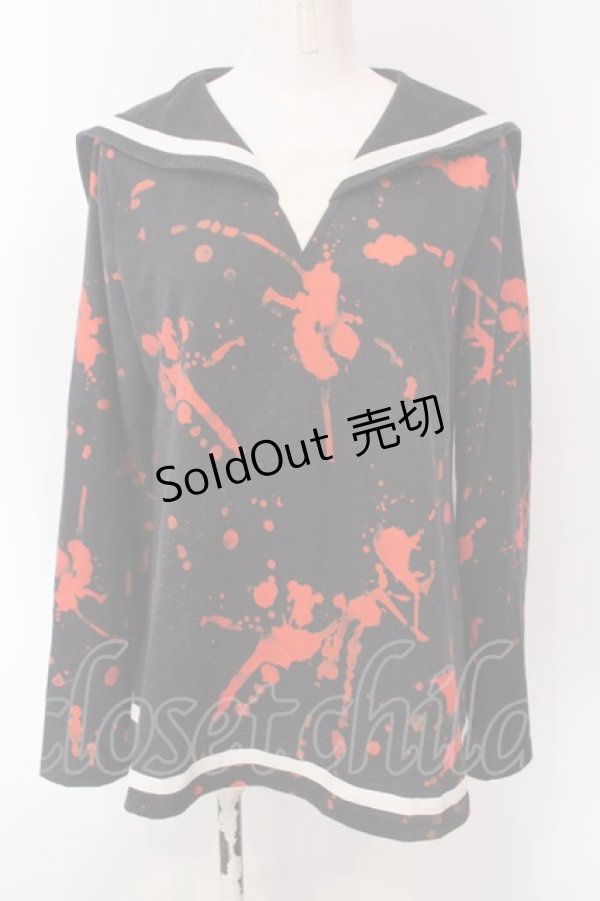 画像1: ACDC RAG / ブラッドセーラートップス  ブラック×レッド O-25-04-08-049-PU-TO-IG-OS (1)