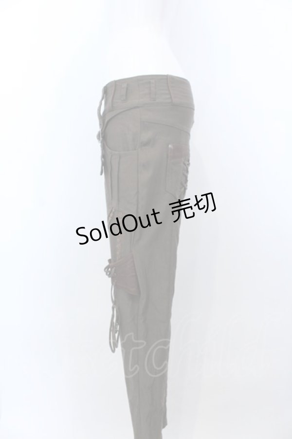 画像2: Ozz oneste / 裾編み上げパンツ  カーキブラウン O-25-04-08-053-OO-PA-IG-OS (2)