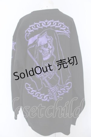 画像: KRY CLOTHING / 「憎悪」BIGスウェットトップス  ブラック×パープル O-25-04-08-057-EL-TO-IG-OS