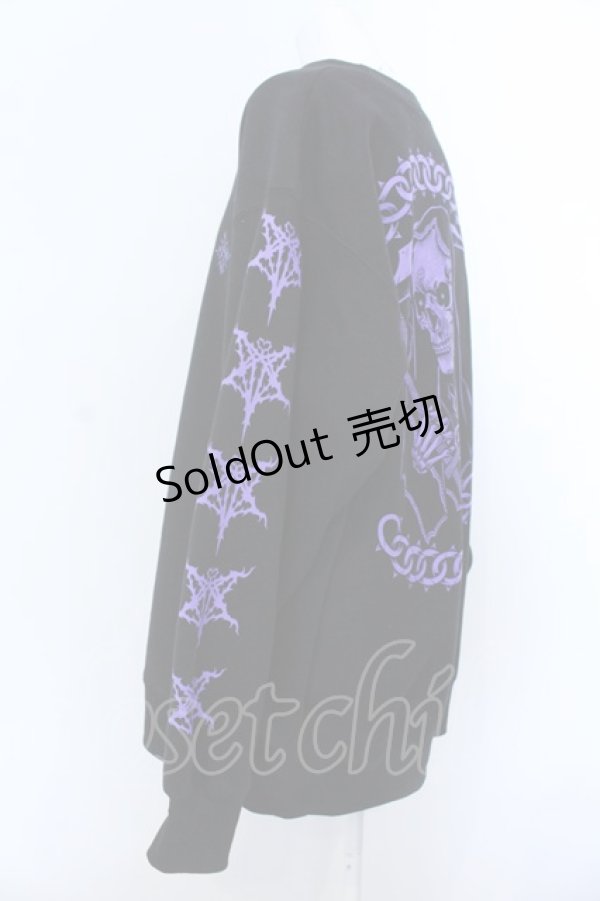 画像2: KRY CLOTHING / 「憎悪」BIGスウェットトップス  ブラック×パープル O-25-04-08-057-EL-TO-IG-OS (2)