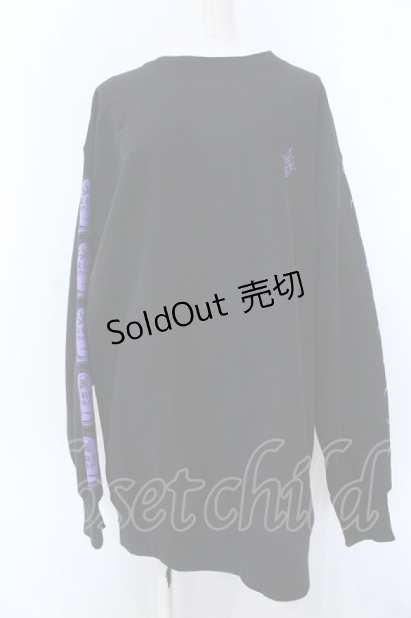 画像3: KRY CLOTHING / 「憎悪」BIGスウェットトップス  ブラック×パープル O-25-04-08-057-EL-TO-IG-OS (3)