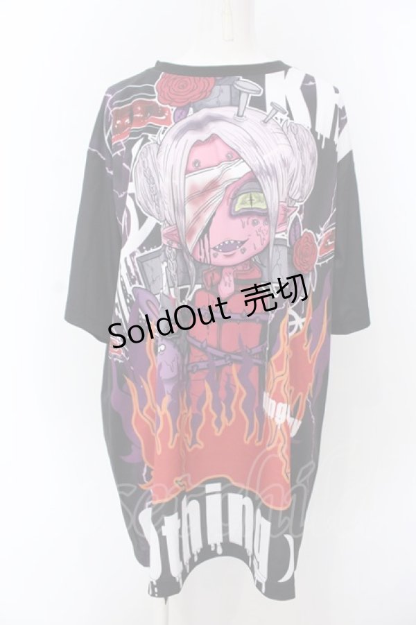 画像1: KRY CLOTHING / 「ALLERGY」 miruki × KRY ルーズシルエットフルグラフィックBIGT  ブラック O-25-04-08-058-EL-TO-IG-ZY (1)