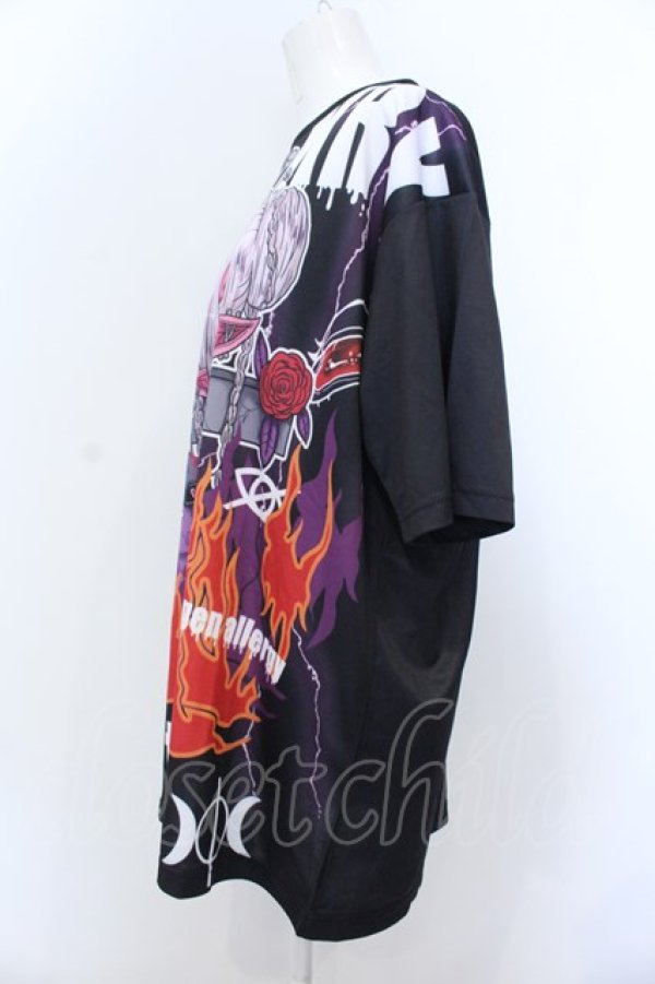 画像2: KRY CLOTHING / 「ALLERGY」 miruki × KRY ルーズシルエットフルグラフィックBIGT  ブラック O-25-04-08-058-EL-TO-IG-OS (2)
