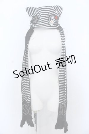 画像: MAD / ボーダー猫耳キャップ  ブラック×ホワイト O-25-04-08-065-PU-AC-IG-OS