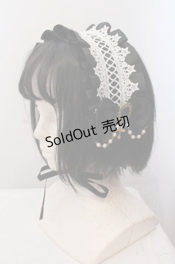 画像1: LOLITA他 / スターレースヘッドドレス  シロ×クロ O-25-04-08-070-LO-AC-IG-OS (1)