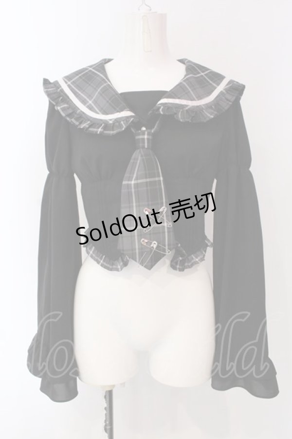 画像1: Jamieエーエヌケー / コルセットセーラーブラウス M クロ O-25-04-08-023-CA-BL-OW-OS (1)