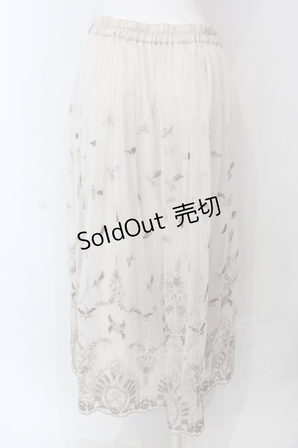 画像3: axes femme / チュールカラー刺繍スカート F キナリ O-25-04-08-003-AX-SK-OW-OS (3)
