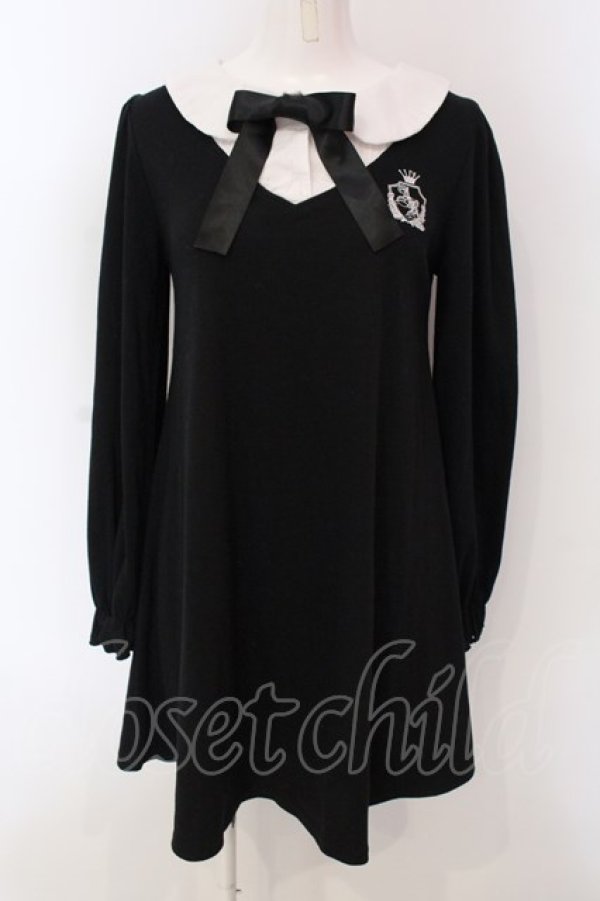 画像1: Ank Rouge / シャツドッキングライクカットワンピース  クロ×シロ O-25-04-10-036-CA-TO-IG-OS (1)