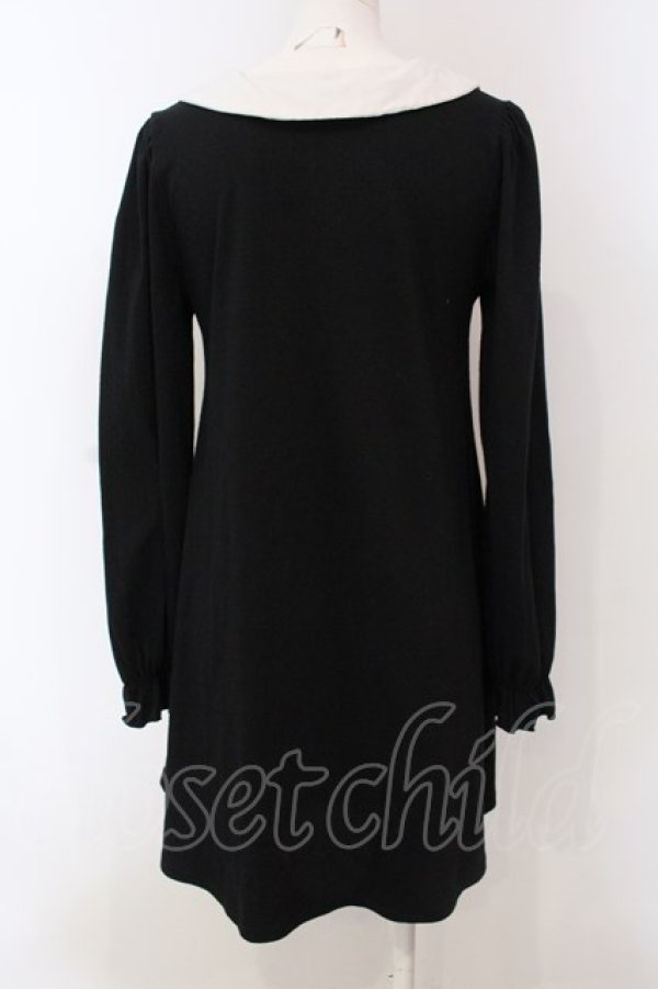画像4: Ank Rouge / シャツドッキングライクカットワンピース  クロ×シロ O-25-04-10-036-CA-TO-IG-OS (4)