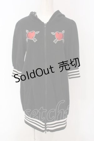 画像: HELL CAT PUNKS / ねこみみハートワッペンパーカー  ブラック O-25-04-10-039-PU-TO-IG-ZI