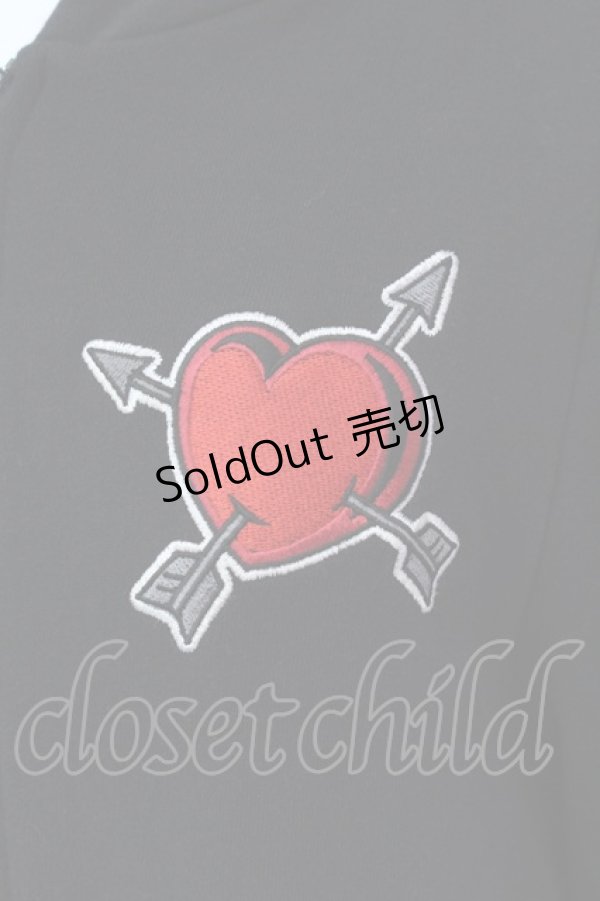 画像2: HELL CAT PUNKS / ねこみみハートワッペンパーカー  ブラック O-25-04-10-039-PU-TO-IG-ZI (2)