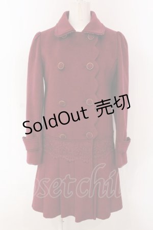 画像: 【SALE】axes femme / 裾プリーツコート M ワイン O-25-04-10-044-AX-CO-IG-ZT-C026