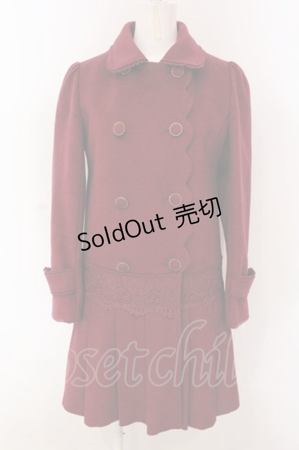 画像1: 【SALE】axes femme / 裾プリーツコート M ワイン O-25-04-10-044-AX-CO-IG-ZT-C026 (1)