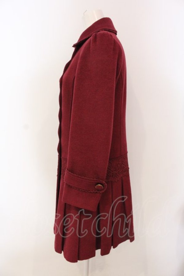 画像2: axes femme / 裾プリーツコート M ワイン O-25-04-10-044-AX-CO-IG-ZT-C026 (2)