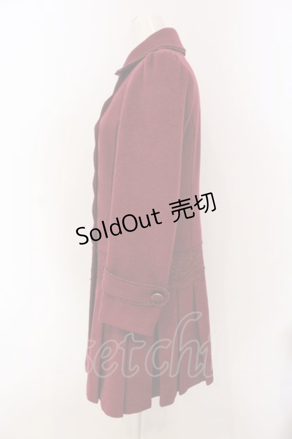 画像2: 【SALE】axes femme / 裾プリーツコート M ワイン O-25-04-10-044-AX-CO-IG-ZT-C026 (2)