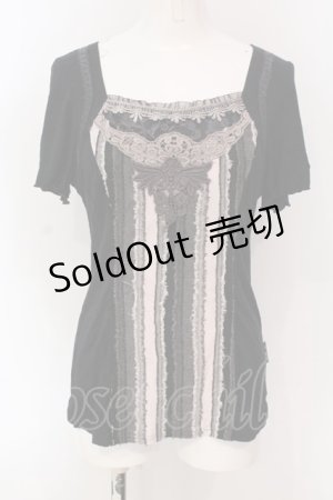 画像: OZZ ANGELO / レース使いカットソー  ブラック O-25-04-10-049-OO-TO-OW-OS
