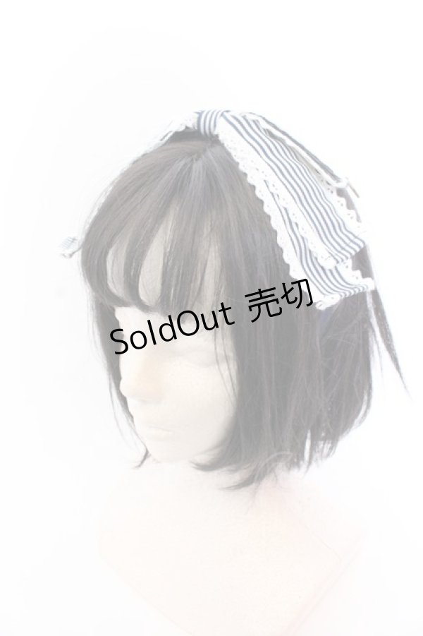 画像1: metamorphose / ストライプグログランリボンカチューシャ  ネイビー O-25-04-10-1010-ME-AC-OW-ZT-K019 (1)