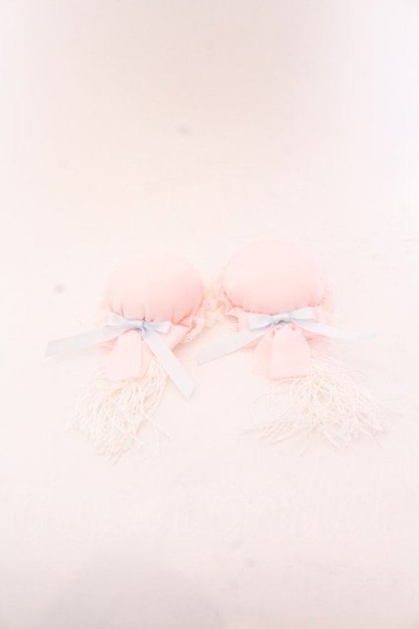 画像1: Amavel / パンダと寿桃の中華菓子シニヨンカバー  ピンク×サックス O-25-04-10-1029-CA-AC-IG-ZT-K019 (1)