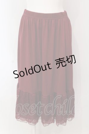 画像: axes femme / フラワーレースミディペチスカート  ワイン O-25-04-10-056-AX-SK-IG-OS