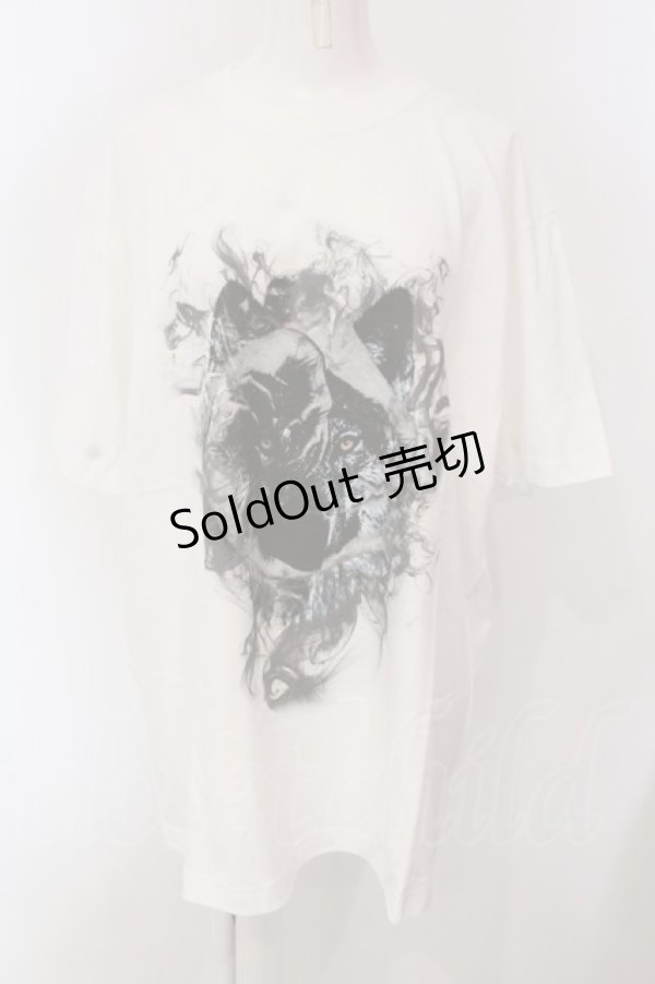 画像1: CuLLt / SMOKING WOLF T-SHIRT 　Tシャツ  ホワイト O-25-04-10-061-PU-TO-OW-OS (1)
