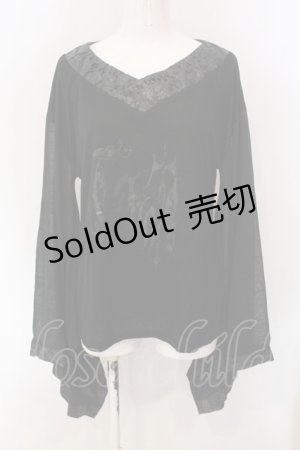 画像: h.NAOTO / トライバルpt着物袖カットソー  ブラック O-25-04-10-071-HN-TO-OW-OS