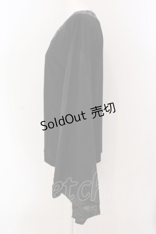 画像3: h.NAOTO / トライバルpt着物袖カットソー  ブラック O-25-04-10-071-HN-TO-OW-OS (3)