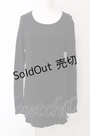 画像: RNA / テレコロング丈スリットロンTシャツ M ブラック O-25-04-10-078-PU-TO-YM-ZT61
