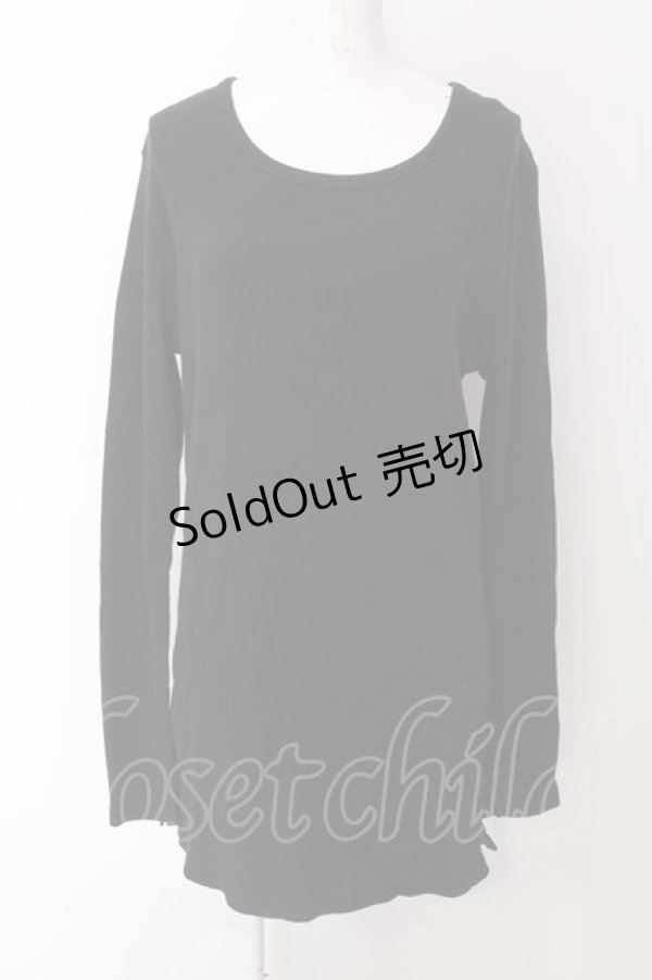 画像1: RNA / テレコロング丈スリットロンTシャツ M ブラック O-25-04-10-078-PU-TO-YM-ZT61 (1)