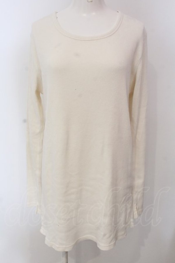 画像1: RNA / テレコロング丈スリットロンTシャツ M ホワイト O-25-04-10-079-PU-TO-YM-ZT61 (1)