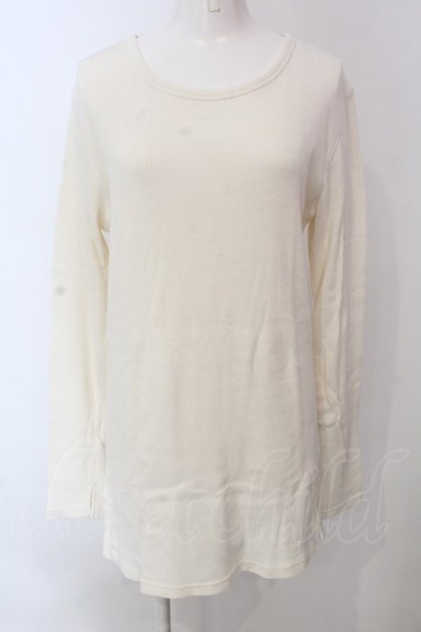 画像1: RNA / テレコロング丈スリットロンTシャツ M ホワイト O-25-04-10-080-PU-TO-YM-ZT61 (1)