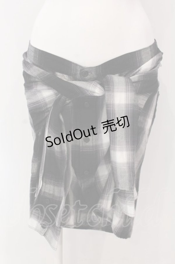 画像1: 【SALE】RNA / オンブレーチェックシャツスカート M ブラック O-25-04-10-086-PU-SK-YM-ZT059 (1)