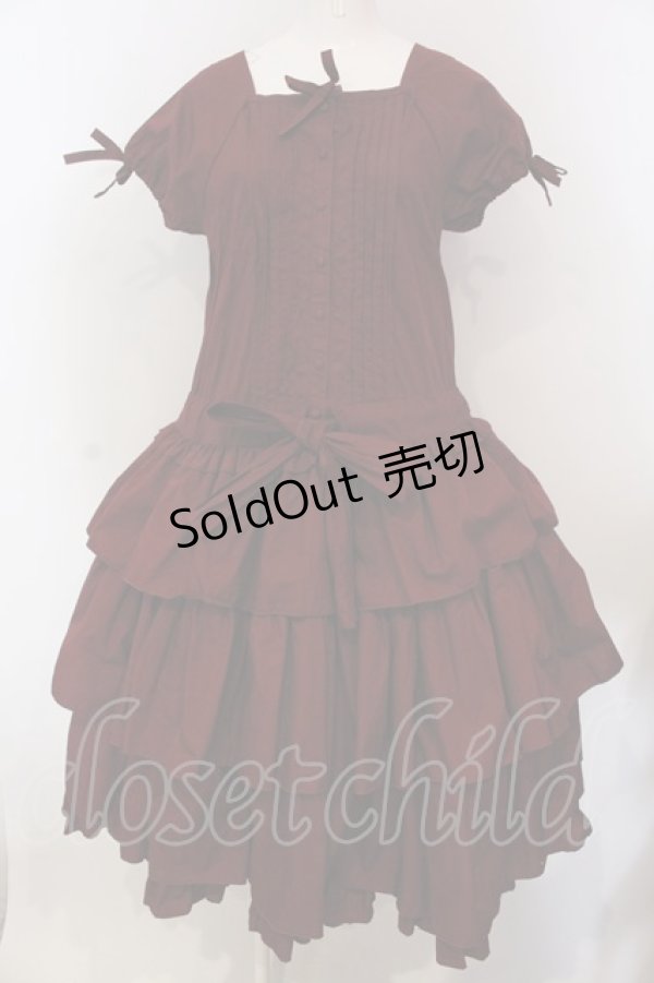 画像1: Physical Drop / 3段フリルワンピース  ボルドー O-25-04-10-009-LO-OP-IG-OS (1)