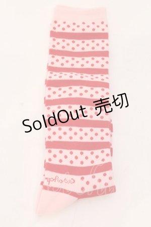 画像: metamorphose / ボーダー＆ドットハイソックス  ピンク×アカ O-25-04-10-091-ME-ZA-IG-OS