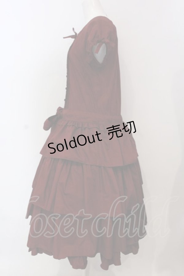 画像3: Physical Drop / 3段フリルワンピース  ボルドー O-25-04-10-009-LO-OP-IG-OS (3)
